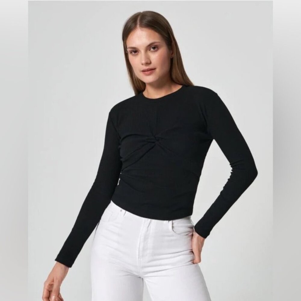Zara Knot Front Bodycon Long Sleeve Size Medium